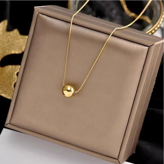 Women's Gold Small Round Beads Transfer Bead Necklace - U&MORE