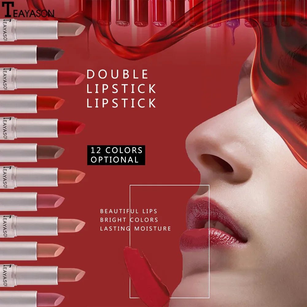 1PC Pink Lipstick Sexy Lip Gloss 2 in 1 Lip Tint Waterproof Long - Lasting Moisture Red Lip Matte Lipstick MakeUp for Women - U&MORE