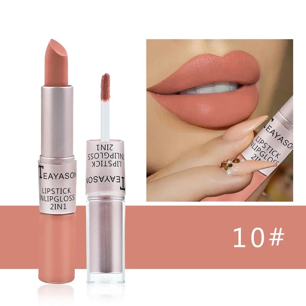1PC Pink Lipstick Sexy Lip Gloss 2 in 1 Lip Tint Waterproof Long - Lasting Moisture Red Lip Matte Lipstick MakeUp for Women - U&MORE