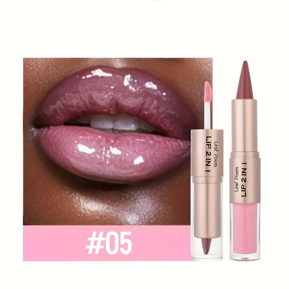 2 - in - 1 Lip Liner & Gloss Dual - Ended Lip Makeup - Matte & Glossy Lip Pencil with Mirror - like Lip Gloss - Long - Lasting Lip Liner & Glossy Finish - All - in - One Lip Cream - Dual - Ended Beauty Stick with Clear Cap - Perfect Gift for - U&MORE