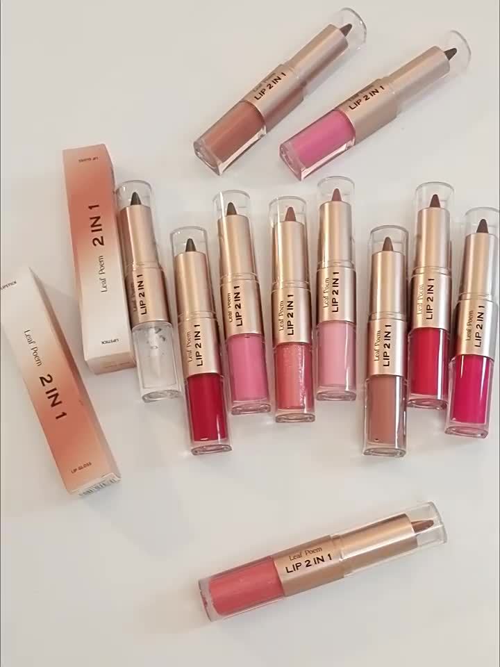 2 - in - 1 Lip Liner & Gloss Dual - Ended Lip Makeup - Matte & Glossy Lip Pencil with Mirror - like Lip Gloss - Long - Lasting Lip Liner & Glossy Finish - All - in - One Lip Cream - Dual - Ended Beauty Stick with Clear Cap - Perfect Gift for - U&MORE