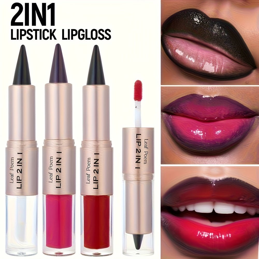 2 - in - 1 Lip Liner & Gloss Dual - Ended Lip Makeup - Matte & Glossy Lip Pencil with Mirror - like Lip Gloss - Long - Lasting Lip Liner & Glossy Finish - All - in - One Lip Cream - Dual - Ended Beauty Stick with Clear Cap - Perfect Gift for - U&MORE