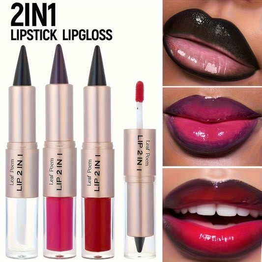 2 - in - 1 Lip Liner & Gloss Dual - Ended Lip Makeup - Matte & Glossy Lip Pencil with Mirror - like Lip Gloss - Long - Lasting Lip Liner & Glossy Finish - All - in - One Lip Cream - Dual - Ended Beauty Stick with Clear Cap - Perfect Gift for - U&MORE