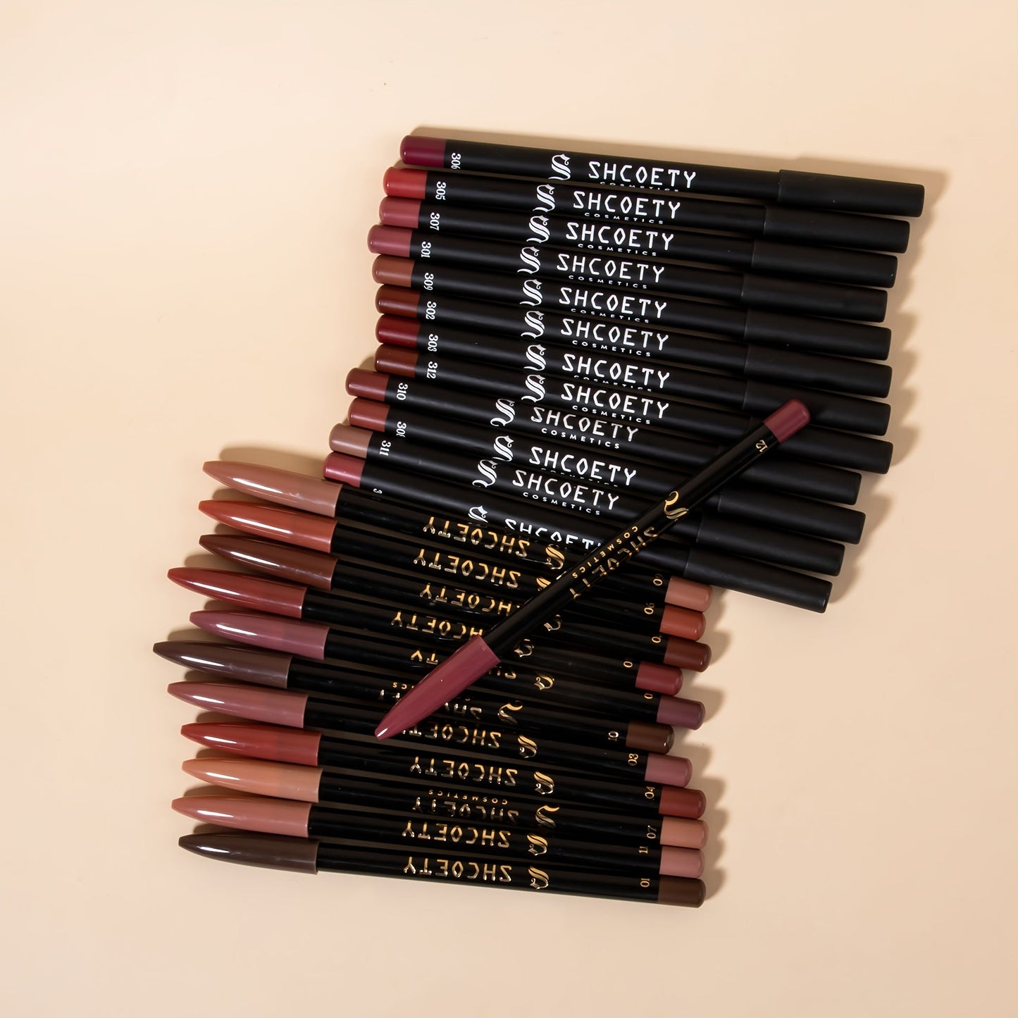 24pcs SHCOETY Matte Lip Pencil Set, Velvet Non - Stick Cup Lip Liner Duplicates, Mixed Color System, Long - Lasting Lipstick Contour Kit - U&MORE