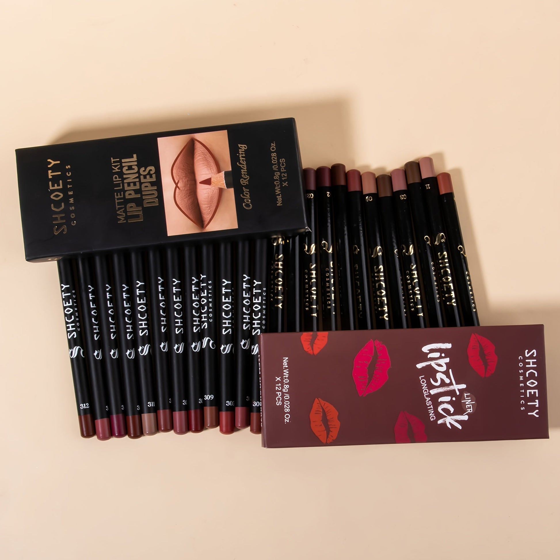 24pcs SHCOETY Matte Lip Pencil Set, Velvet Non - Stick Cup Lip Liner Duplicates, Mixed Color System, Long - Lasting Lipstick Contour Kit - U&MORE