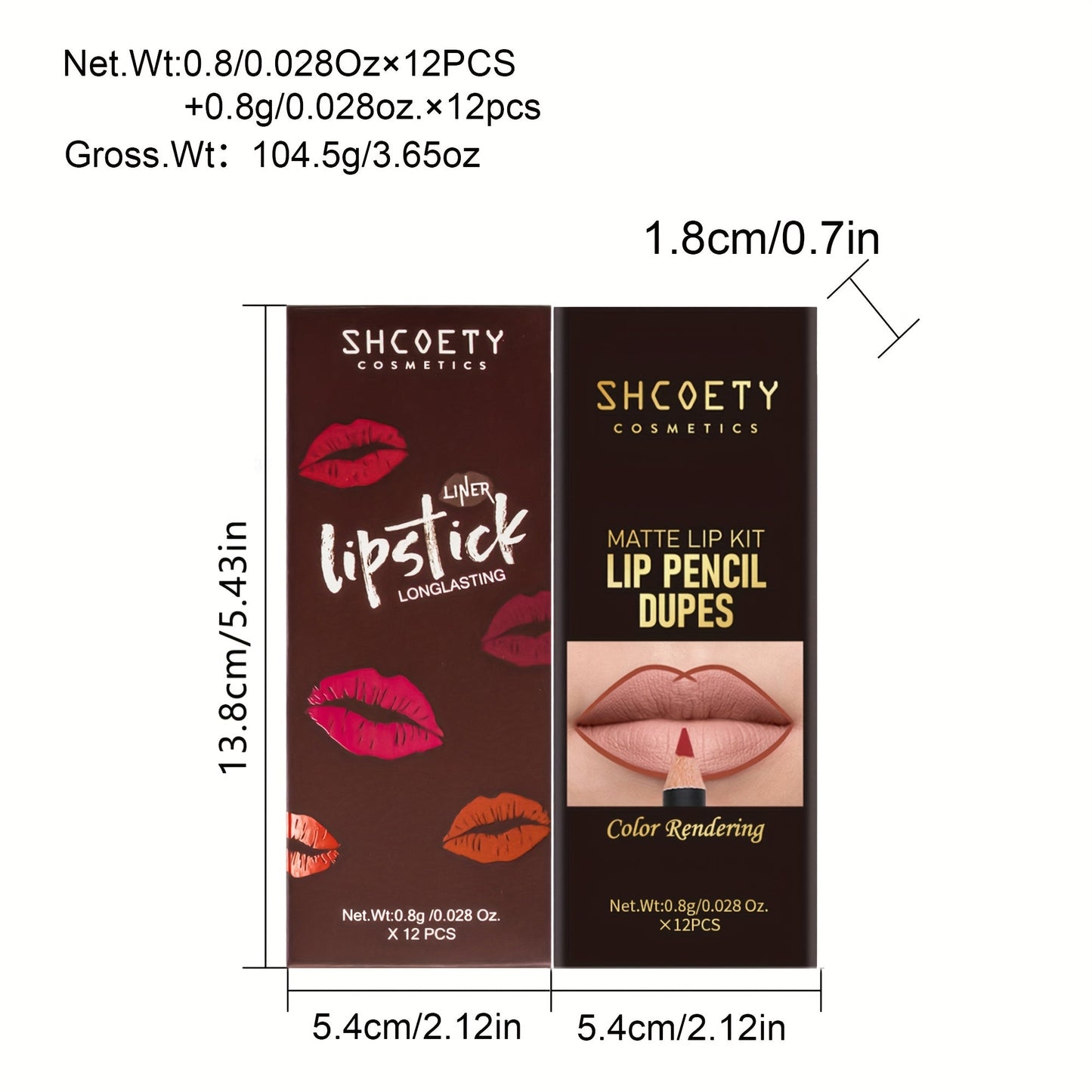 24pcs SHCOETY Matte Lip Pencil Set, Velvet Non - Stick Cup Lip Liner Duplicates, Mixed Color System, Long - Lasting Lipstick Contour Kit - U&MORE