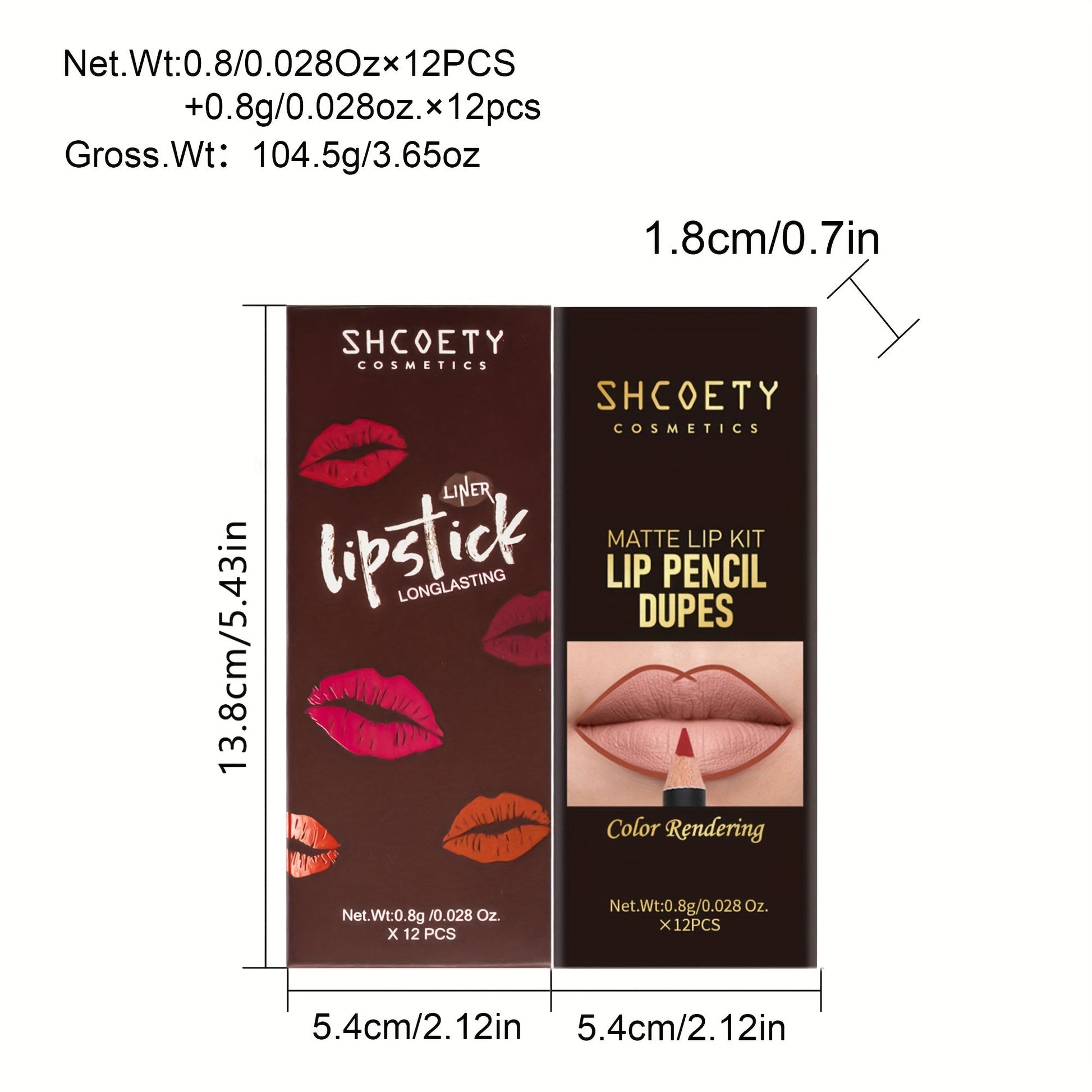 24pcs SHCOETY Matte Lip Pencil Set, Velvet Non - Stick Cup Lip Liner Duplicates, Mixed Color System, Long - Lasting Lipstick Contour Kit - U&MORE