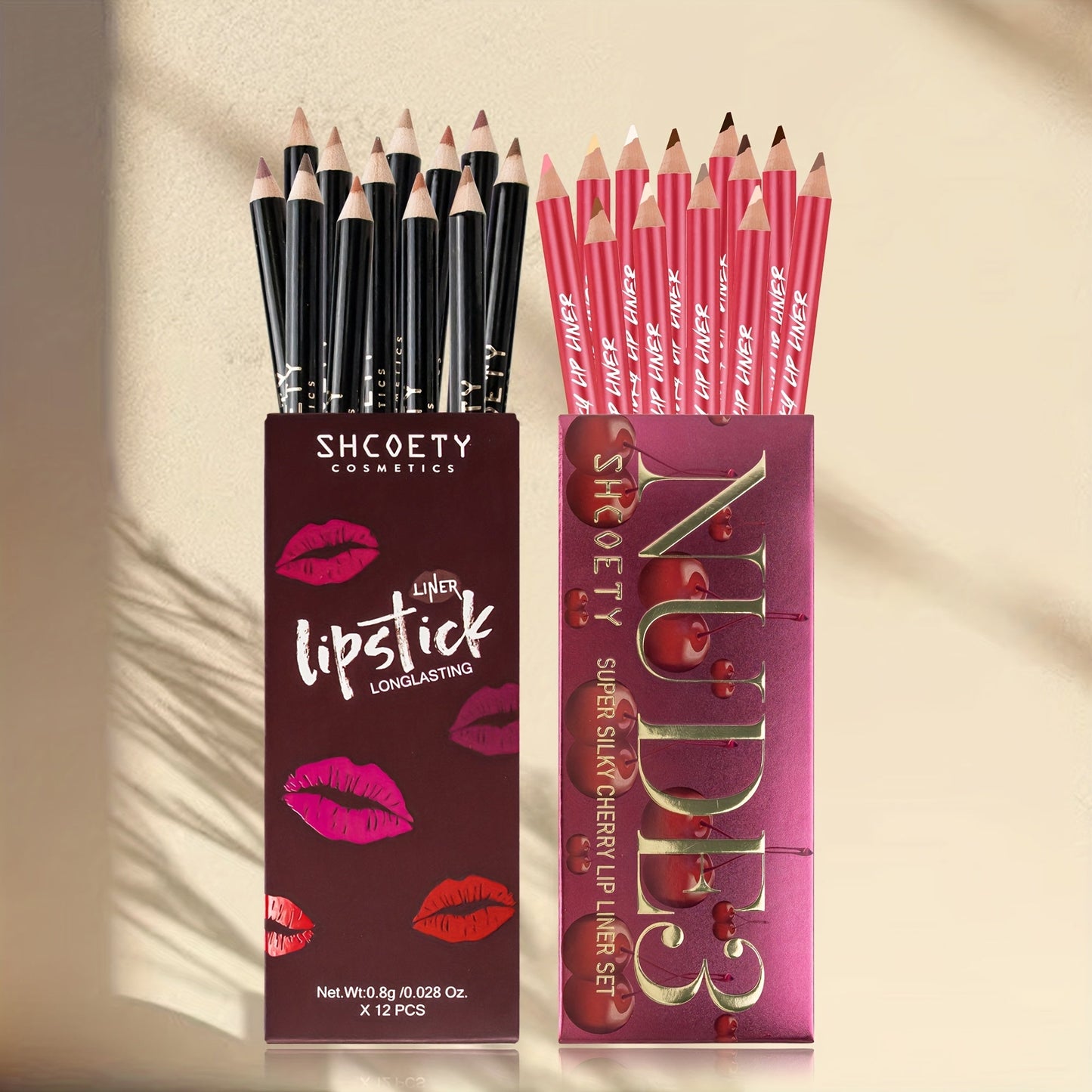 24pcs SHCOETY Matte Lip Pencil Set, Velvet Non - Stick Cup Lip Liner Duplicates, Mixed Color System, Long - Lasting Lipstick Contour Kit - U&MORE