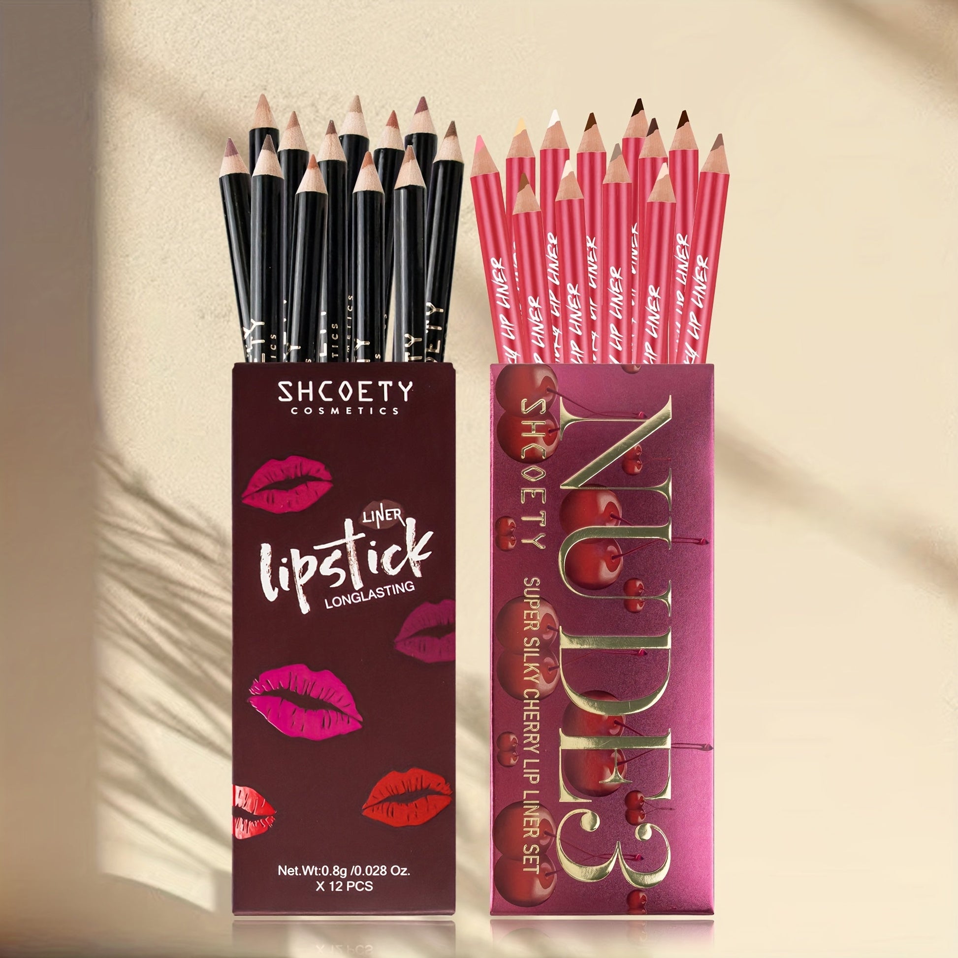 24pcs SHCOETY Matte Lip Pencil Set, Velvet Non - Stick Cup Lip Liner Duplicates, Mixed Color System, Long - Lasting Lipstick Contour Kit - U&MORE