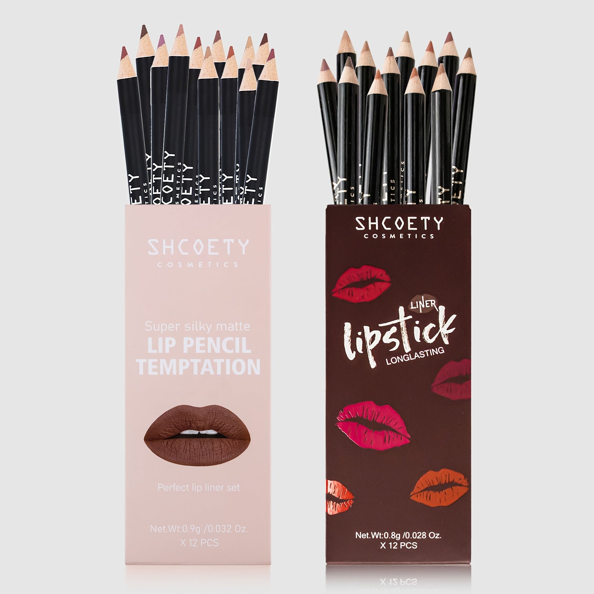 24pcs SHCOETY Matte Lip Pencil Set, Velvet Non - Stick Cup Lip Liner Duplicates, Mixed Color System, Long - Lasting Lipstick Contour Kit - U&MORE