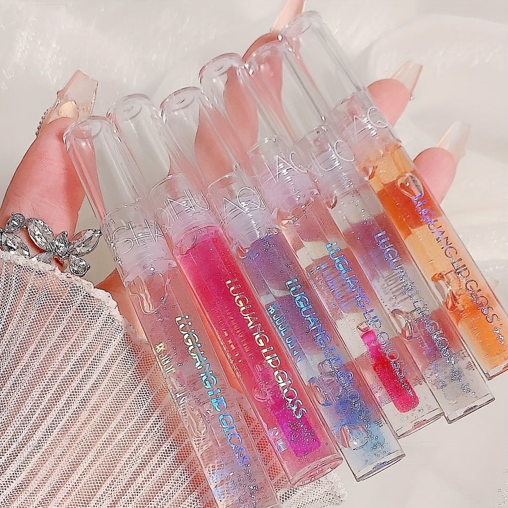 6 Colors Lip Gloss, Lustrous Dewy Finish Moisturizing Shimmer Lip Stain Tinted Lip Balm Long Lasting Nourishing Lighten Lips Lines Serum Lip Oil Care Valentine's Day Gifts - U&MORE