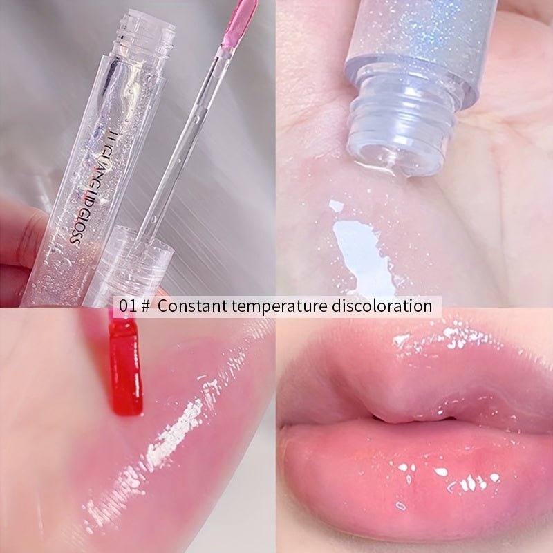 6 Colors Lip Gloss, Lustrous Dewy Finish Moisturizing Shimmer Lip Stain Tinted Lip Balm Long Lasting Nourishing Lighten Lips Lines Serum Lip Oil Care Valentine's Day Gifts - U&MORE