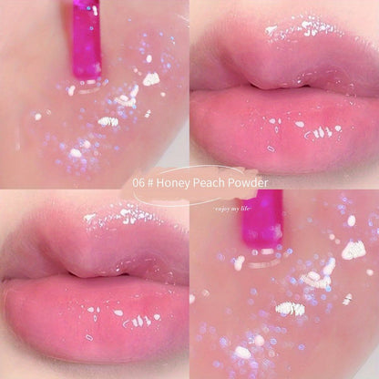 6 Colors Lip Gloss, Lustrous Dewy Finish Moisturizing Shimmer Lip Stain Tinted Lip Balm Long Lasting Nourishing Lighten Lips Lines Serum Lip Oil Care Valentine's Day Gifts - U&MORE