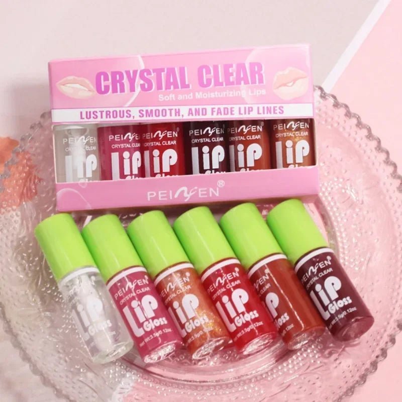 6 Pcs Moisturizing Clear Lip Gloss Oil Set,Liquid Lipstick Mirror Glaze Waterproof Long Lasting Lip Plumper Hydrating Lips Balm - U&MORE