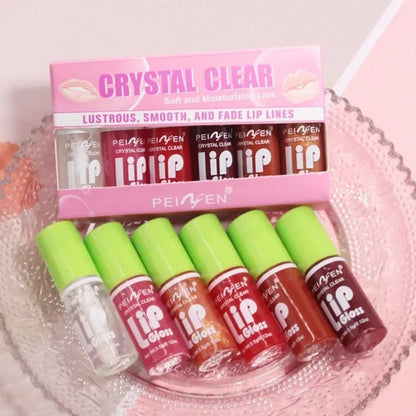 6 Pcs Moisturizing Clear Lip Gloss Oil Set,Liquid Lipstick Mirror Glaze Waterproof Long Lasting Lip Plumper Hydrating Lips Balm - U&MORE