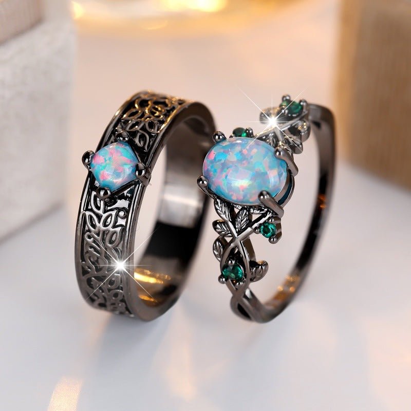 Black Gold Egg - shaped Blue Crystal Sand Ring Niche And Distinctive - U&MORE