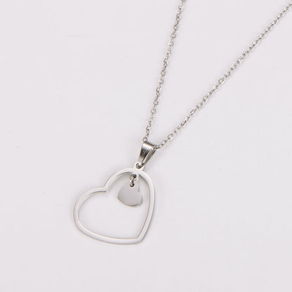 Double - heart Stainless Steel Minimalist Versatile Necklace - U&MORE