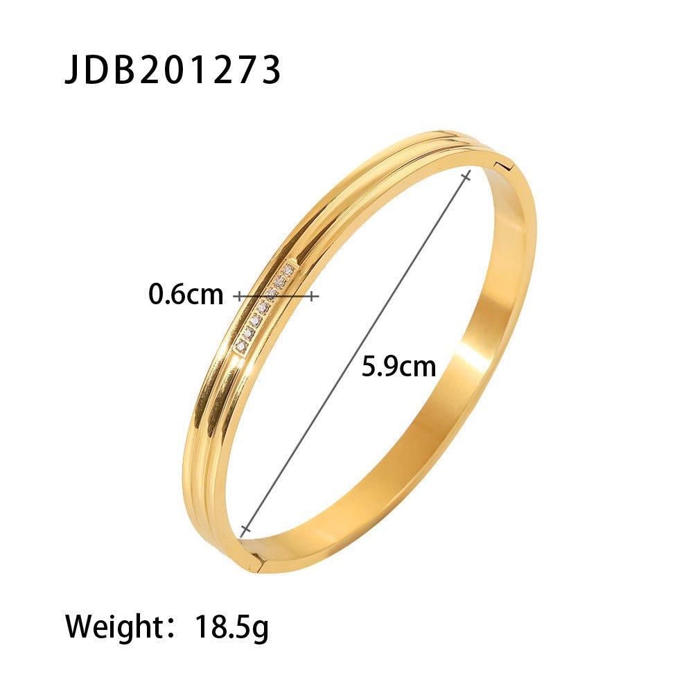 Fashionable And Versatile Gold - plated Stainless Steel Bracelets With Zirconia - U&MORE