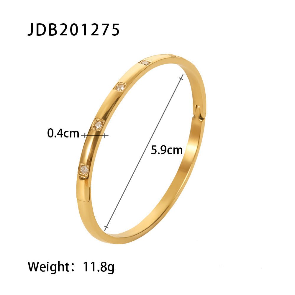Fashionable And Versatile Gold - plated Stainless Steel Bracelets With Zirconia - U&MORE