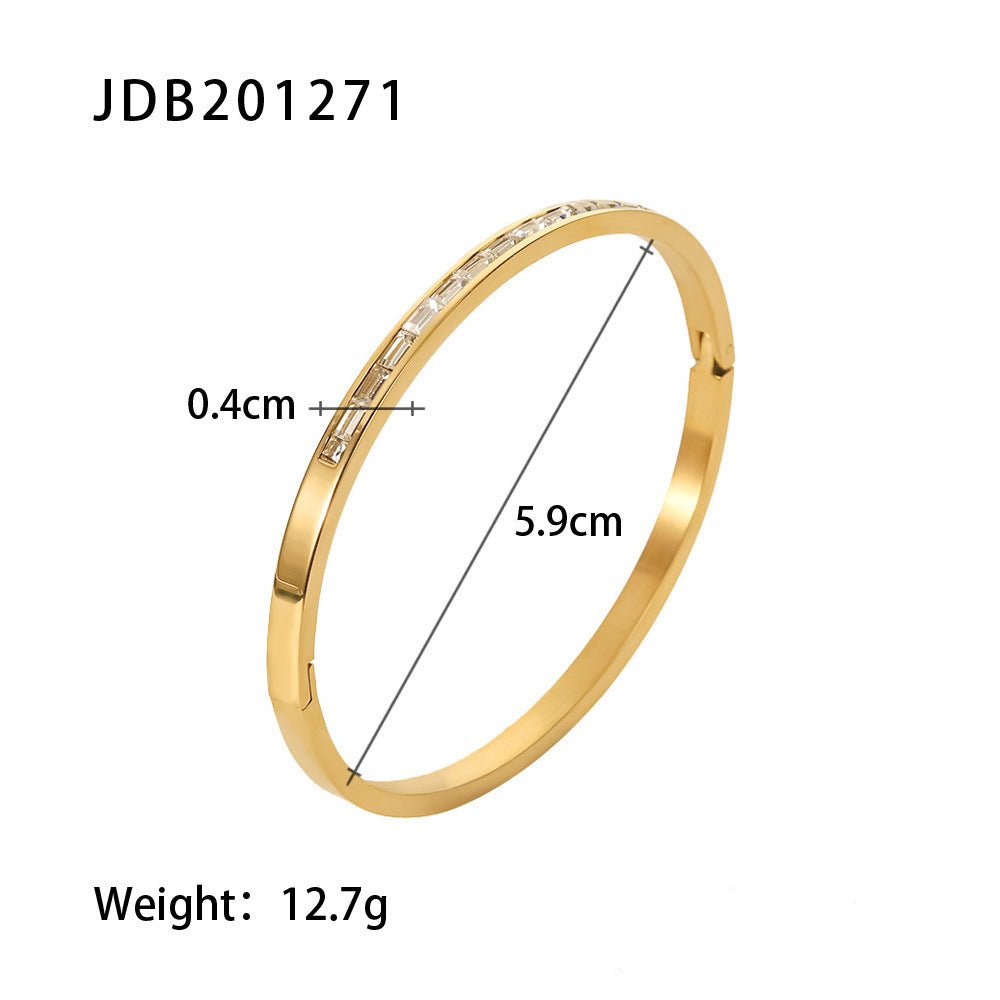 Fashionable And Versatile Gold - plated Stainless Steel Bracelets With Zirconia - U&MORE