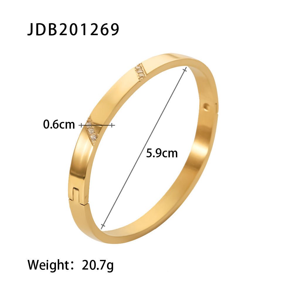 Fashionable And Versatile Gold - plated Stainless Steel Bracelets With Zirconia - U&MORE