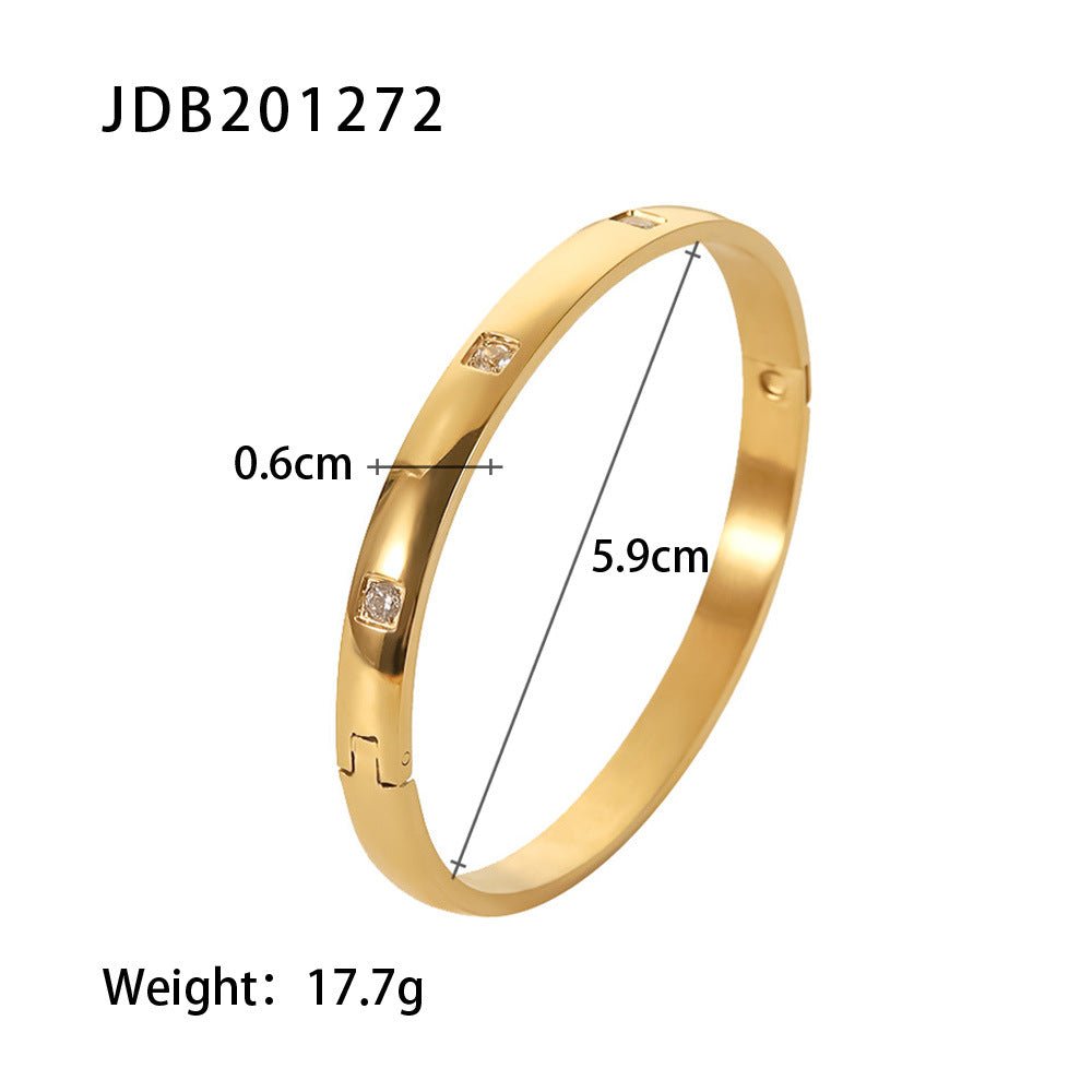 Fashionable And Versatile Gold - plated Stainless Steel Bracelets With Zirconia - U&MORE