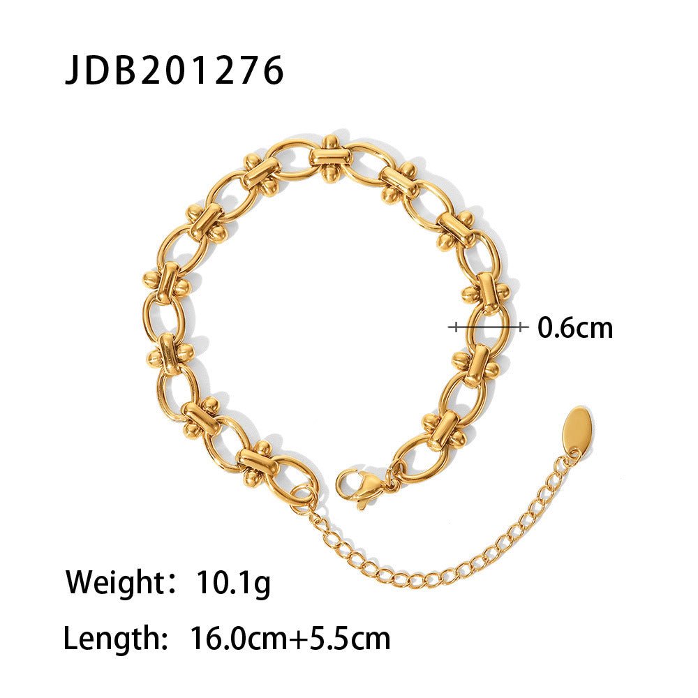 Fashionable And Versatile Gold - plated Stainless Steel Bracelets With Zirconia - U&MORE
