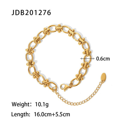 Fashionable And Versatile Gold - plated Stainless Steel Bracelets With Zirconia - U&MORE