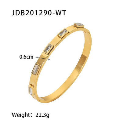 Fashionable And Versatile Gold - plated Stainless Steel Bracelets With Zirconia - U&MORE