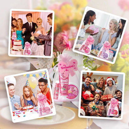 Gift sets 20PCS/box bulk thank you gifts assembly distribution lip balm hand cream perfume pink gift bag and bow card - U&MORE