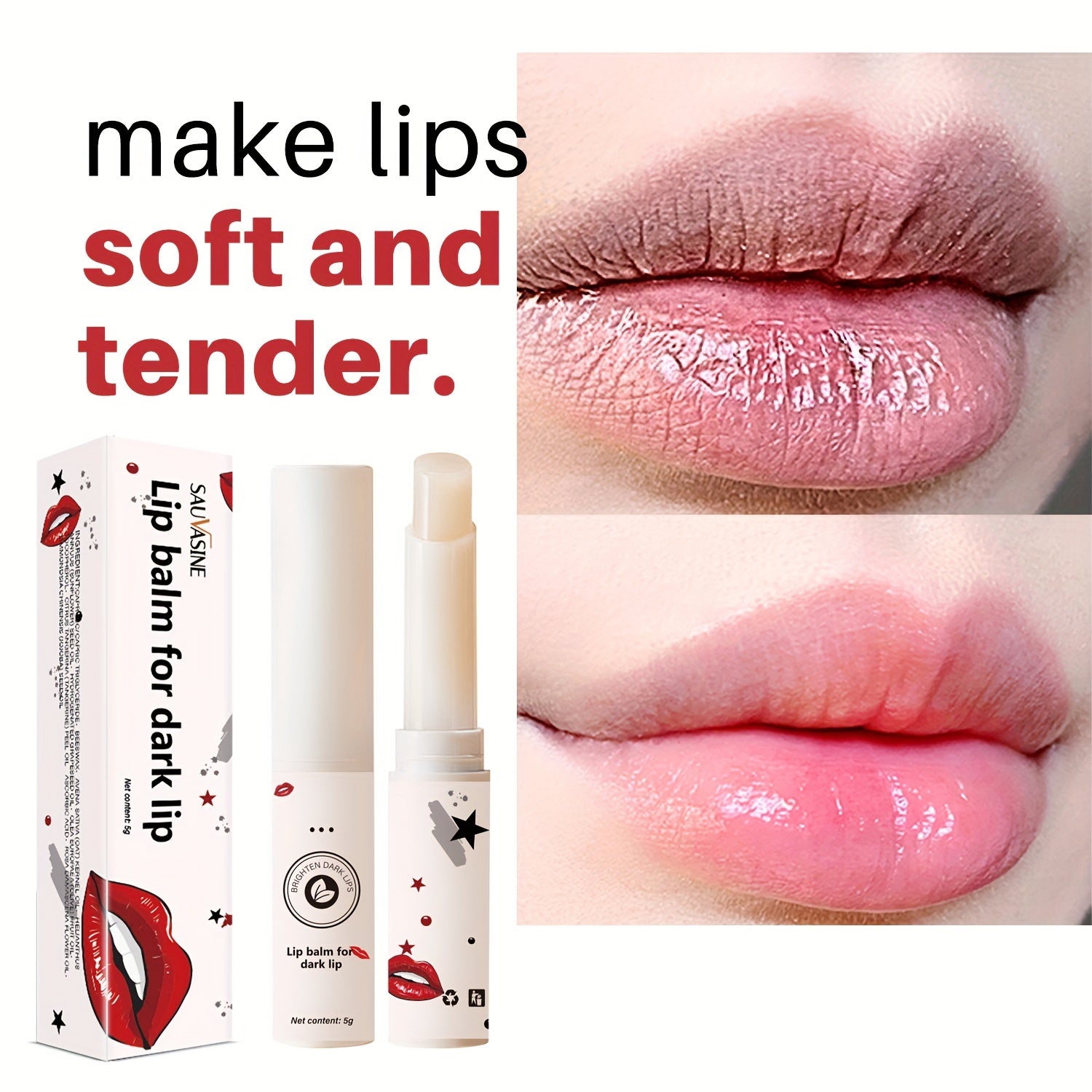 Lip Balm For Dark Lips Dry And Cracked Lips, Effectively Exfoliate, Mildly Moisturizes Lip Care Lip Primer, suitable For Men And Women - U&MORE