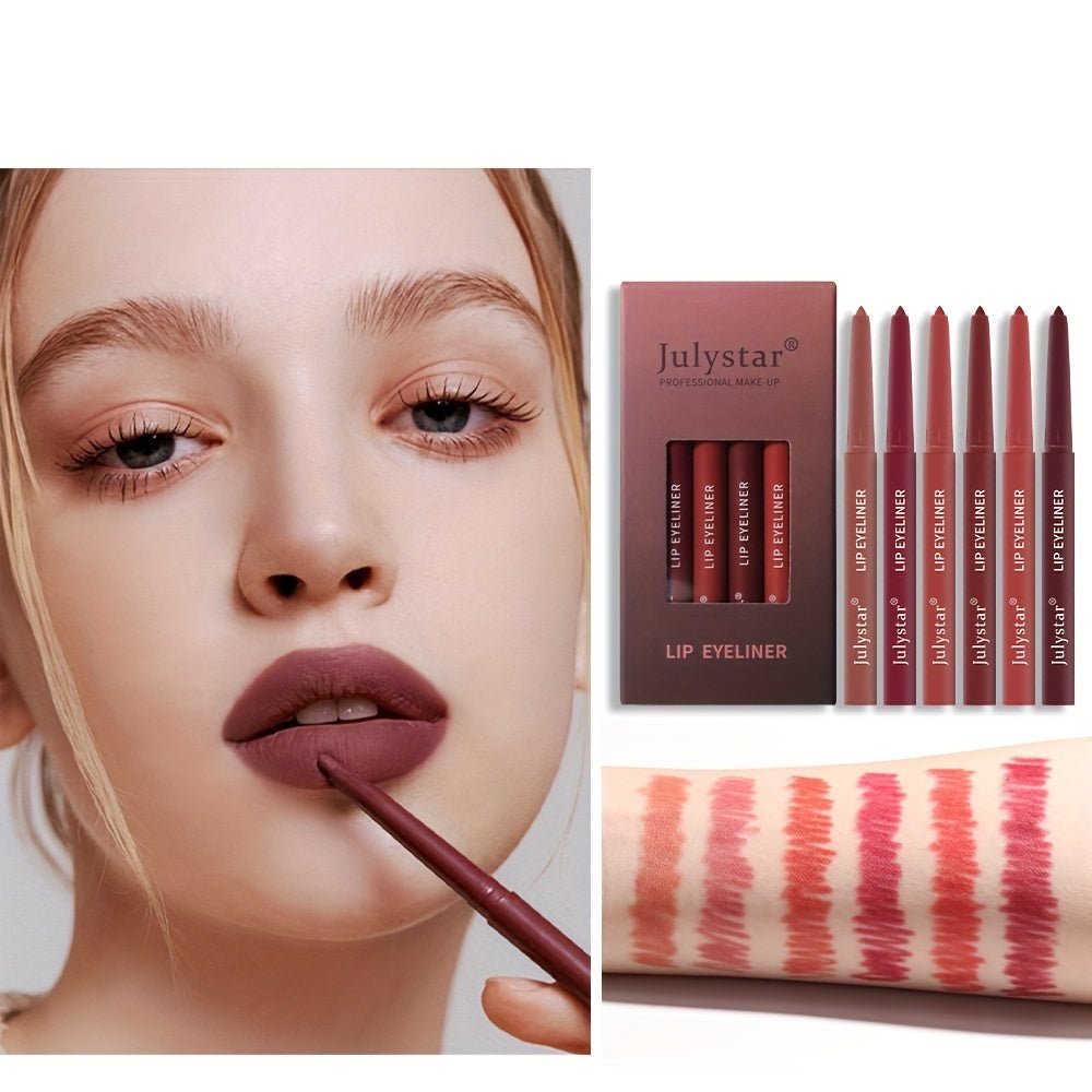 Lip Pencil Waterproof Non - halo Lipstick Pen Pink Matte Lip Gloss Rotating Lip Liner Set Valentine's Day Gifts - U&MORE