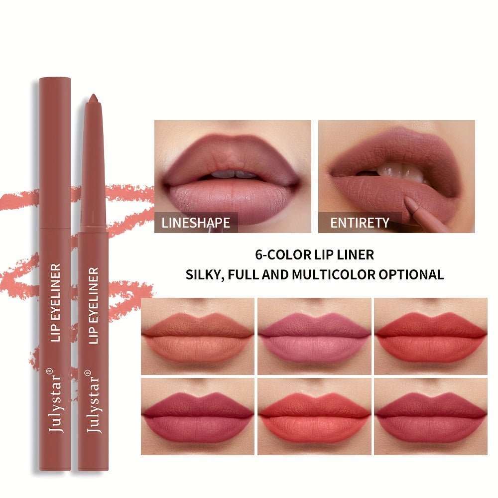 Lip Pencil Waterproof Non - halo Lipstick Pen Pink Matte Lip Gloss Rotating Lip Liner Set Valentine's Day Gifts - U&MORE