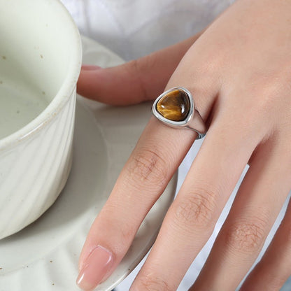 Natural Stone Retro Affordable Luxury Elegant Titanium Steel Ring - U&MORE