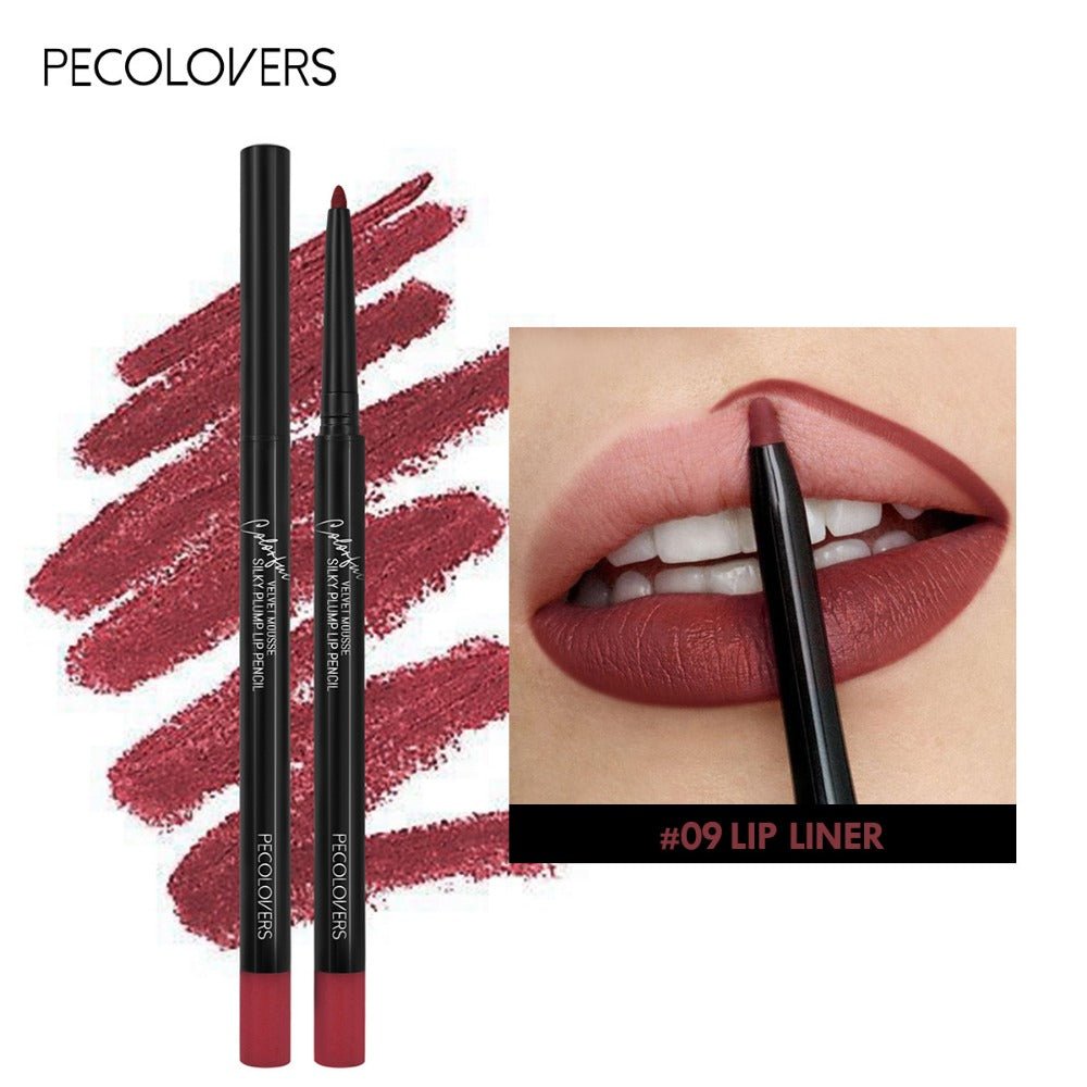 PECOLOVERS Matte Misty Lip Liner Lipstick Lip Pencil Waterproof Makeup Long Lasting Waterproof Color Rendering Lip Makeup Valentine's Day Gifts - U&MORE