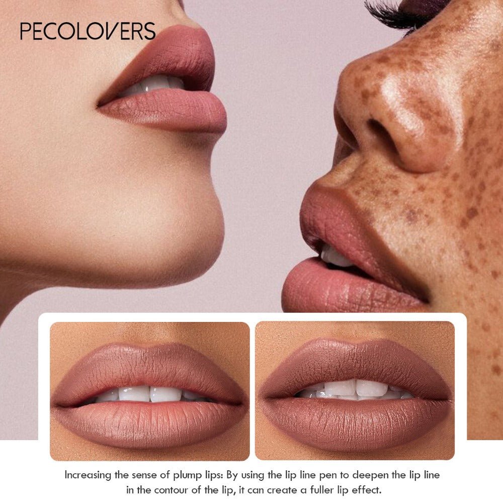 PECOLOVERS Matte Misty Lip Liner Lipstick Lip Pencil Waterproof Makeup Long Lasting Waterproof Color Rendering Lip Makeup Valentine's Day Gifts - U&MORE