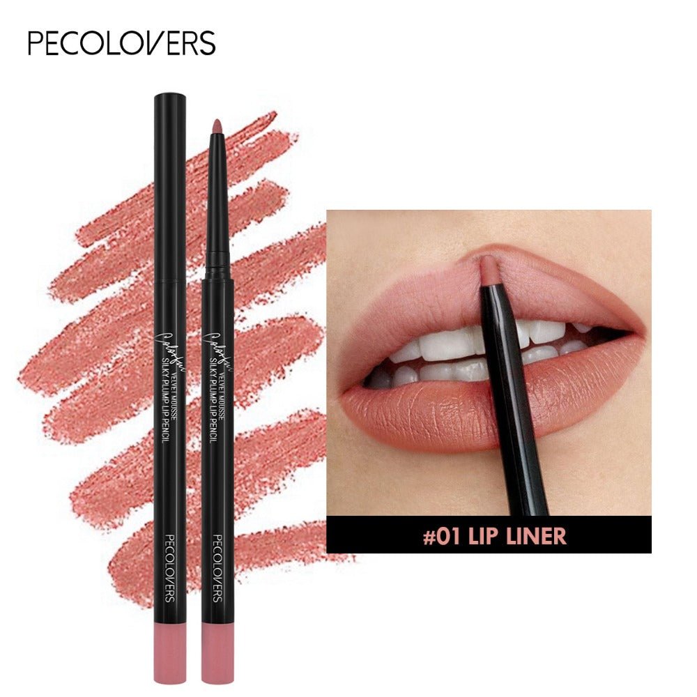 PECOLOVERS Matte Misty Lip Liner Lipstick Lip Pencil Waterproof Makeup Long Lasting Waterproof Color Rendering Lip Makeup Valentine's Day Gifts - U&MORE