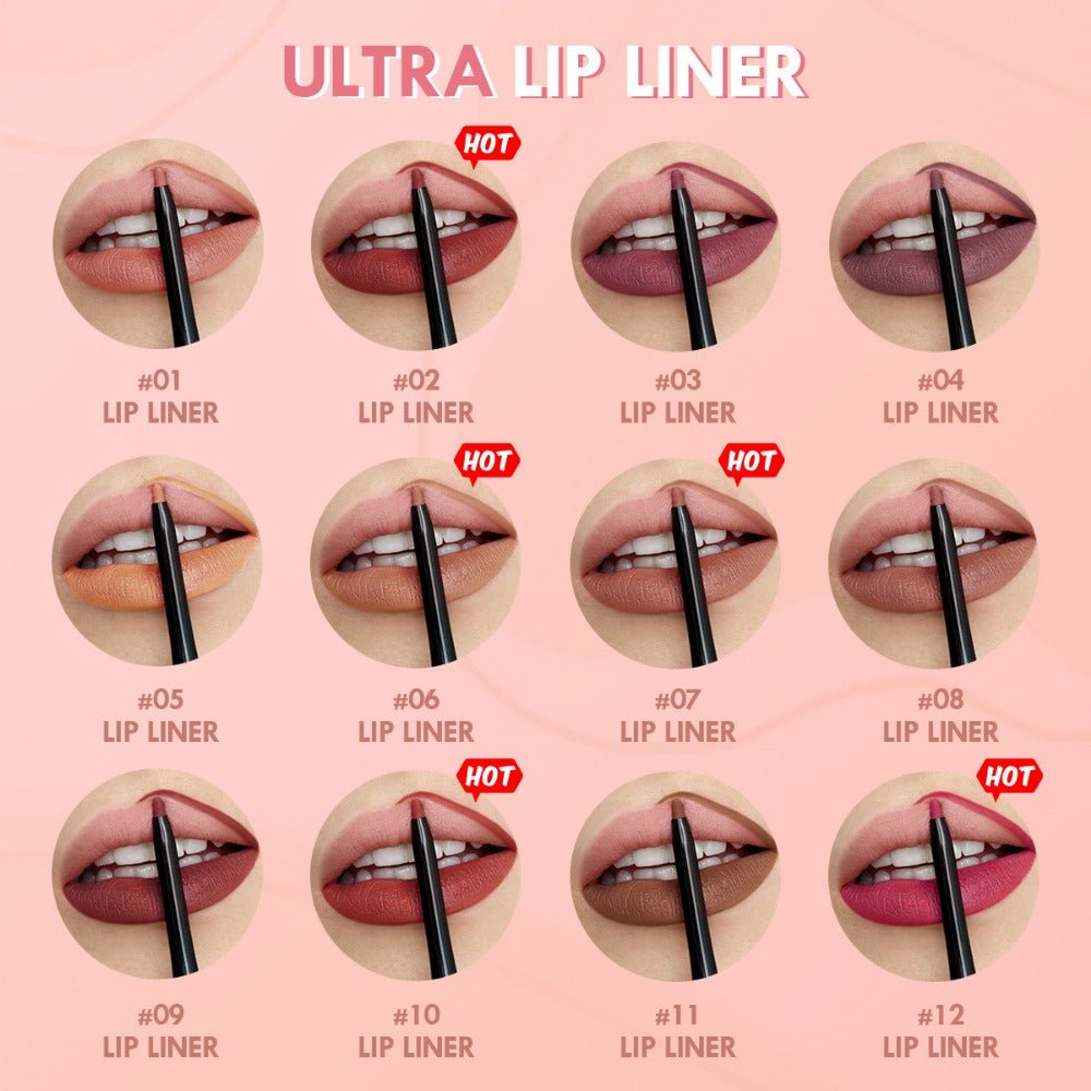 PECOLOVERS Matte Misty Lip Liner Lipstick Lip Pencil Waterproof Makeup Long Lasting Waterproof Color Rendering Lip Makeup Valentine's Day Gifts - U&MORE
