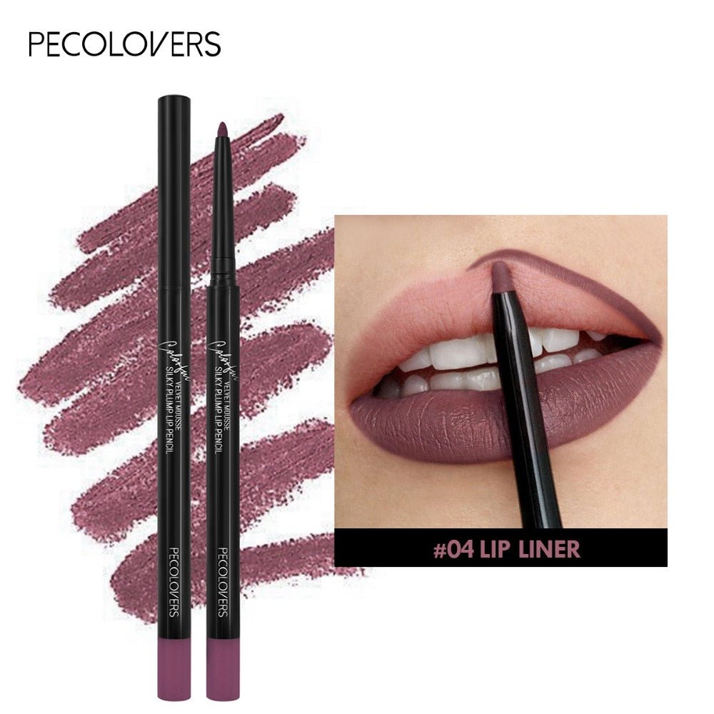 PECOLOVERS Matte Misty Lip Liner Lipstick Lip Pencil Waterproof Makeup Long Lasting Waterproof Color Rendering Lip Makeup Valentine's Day Gifts - U&MORE