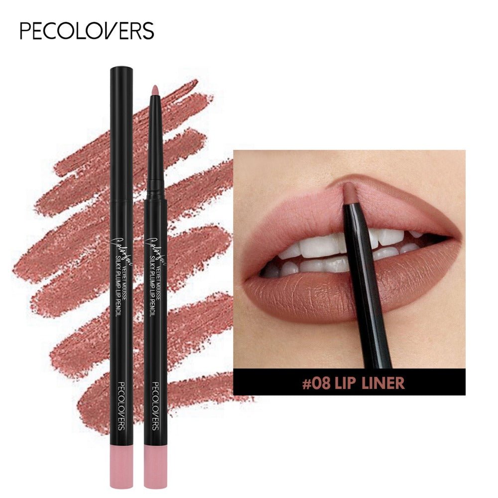 PECOLOVERS Matte Misty Lip Liner Lipstick Lip Pencil Waterproof Makeup Long Lasting Waterproof Color Rendering Lip Makeup Valentine's Day Gifts - U&MORE