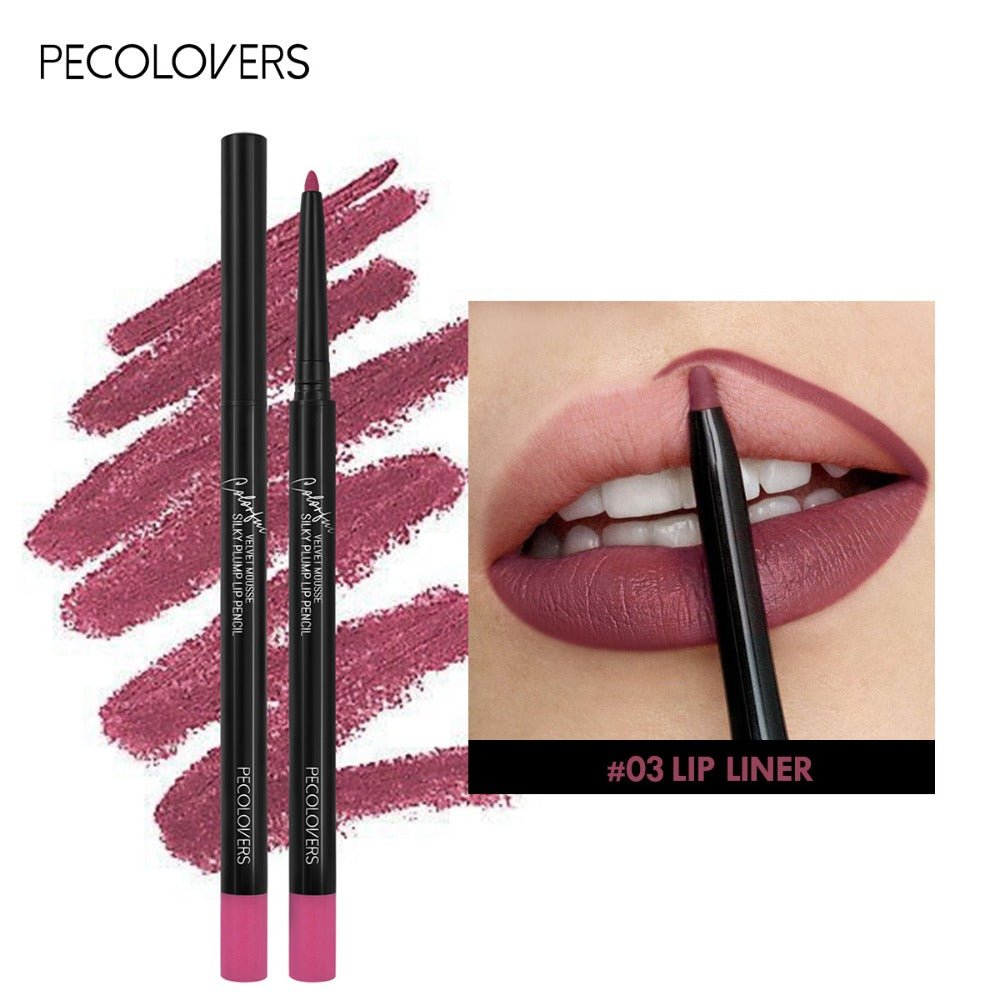 PECOLOVERS Matte Misty Lip Liner Lipstick Lip Pencil Waterproof Makeup Long Lasting Waterproof Color Rendering Lip Makeup Valentine's Day Gifts - U&MORE