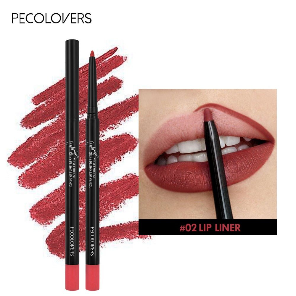 PECOLOVERS Matte Misty Lip Liner Lipstick Lip Pencil Waterproof Makeup Long Lasting Waterproof Color Rendering Lip Makeup Valentine's Day Gifts - U&MORE