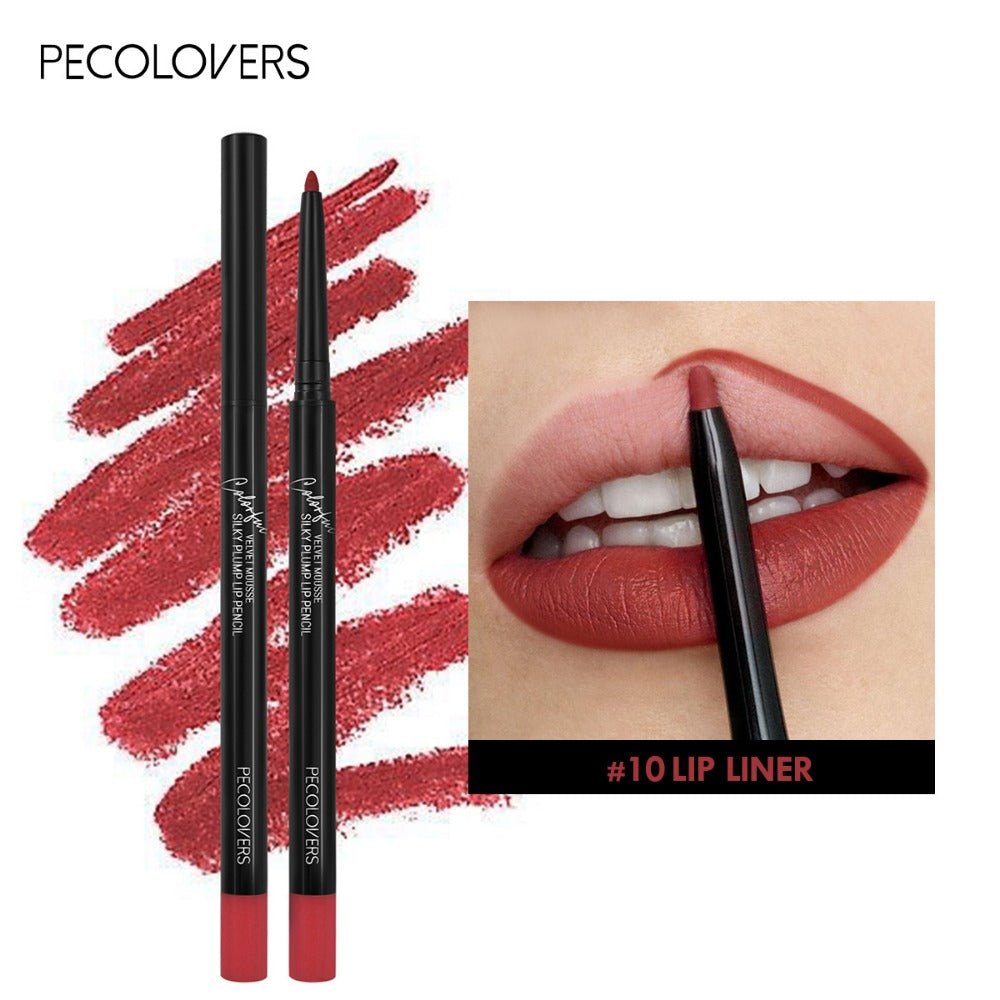 PECOLOVERS Matte Misty Lip Liner Lipstick Lip Pencil Waterproof Makeup Long Lasting Waterproof Color Rendering Lip Makeup Valentine's Day Gifts - U&MORE