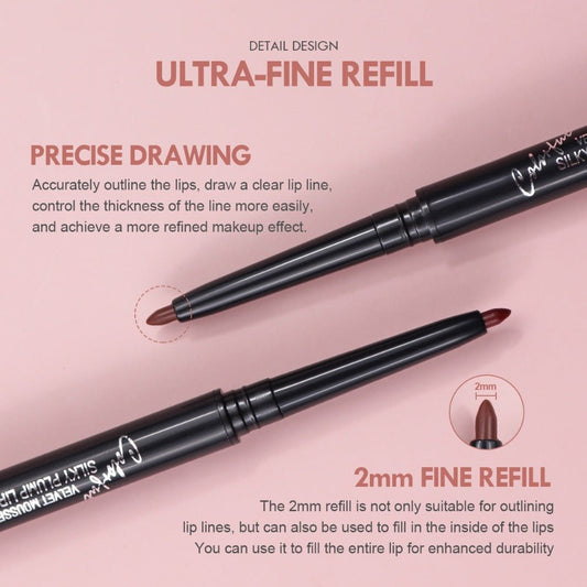 PECOLOVERS Matte Misty Lip Liner Lipstick Lip Pencil Waterproof Makeup Long Lasting Waterproof Color Rendering Lip Makeup Valentine's Day Gifts - U&MORE
