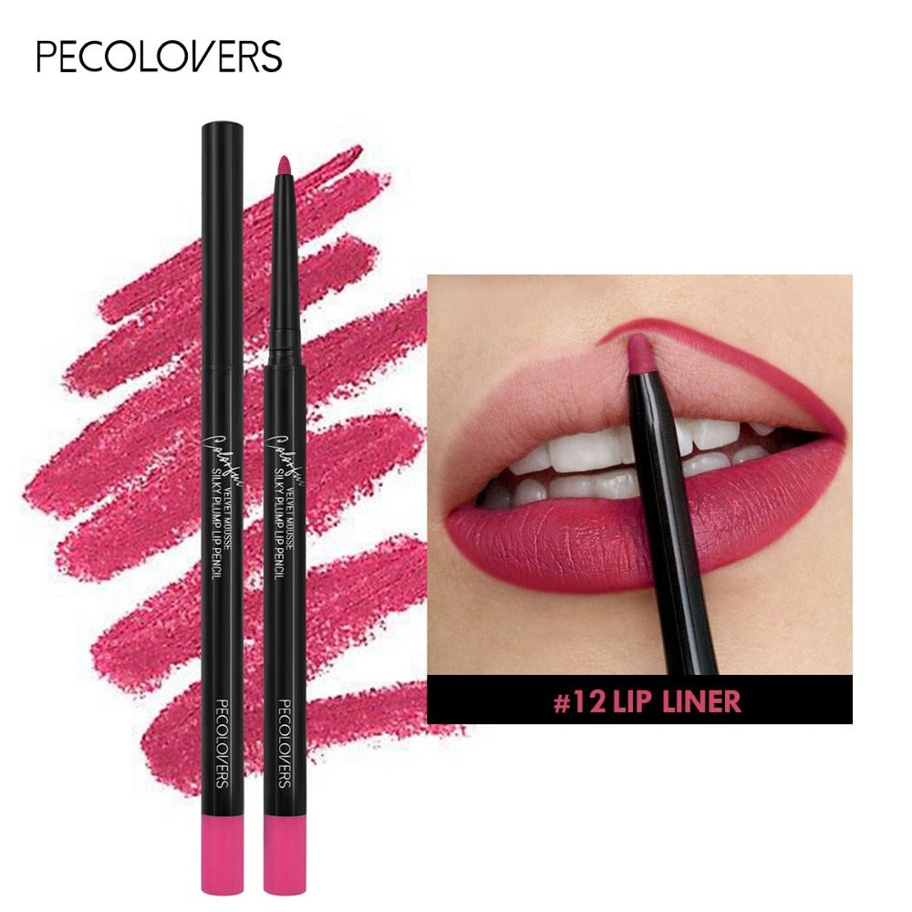 PECOLOVERS Matte Misty Lip Liner Lipstick Lip Pencil Waterproof Makeup Long Lasting Waterproof Color Rendering Lip Makeup Valentine's Day Gifts - U&MORE