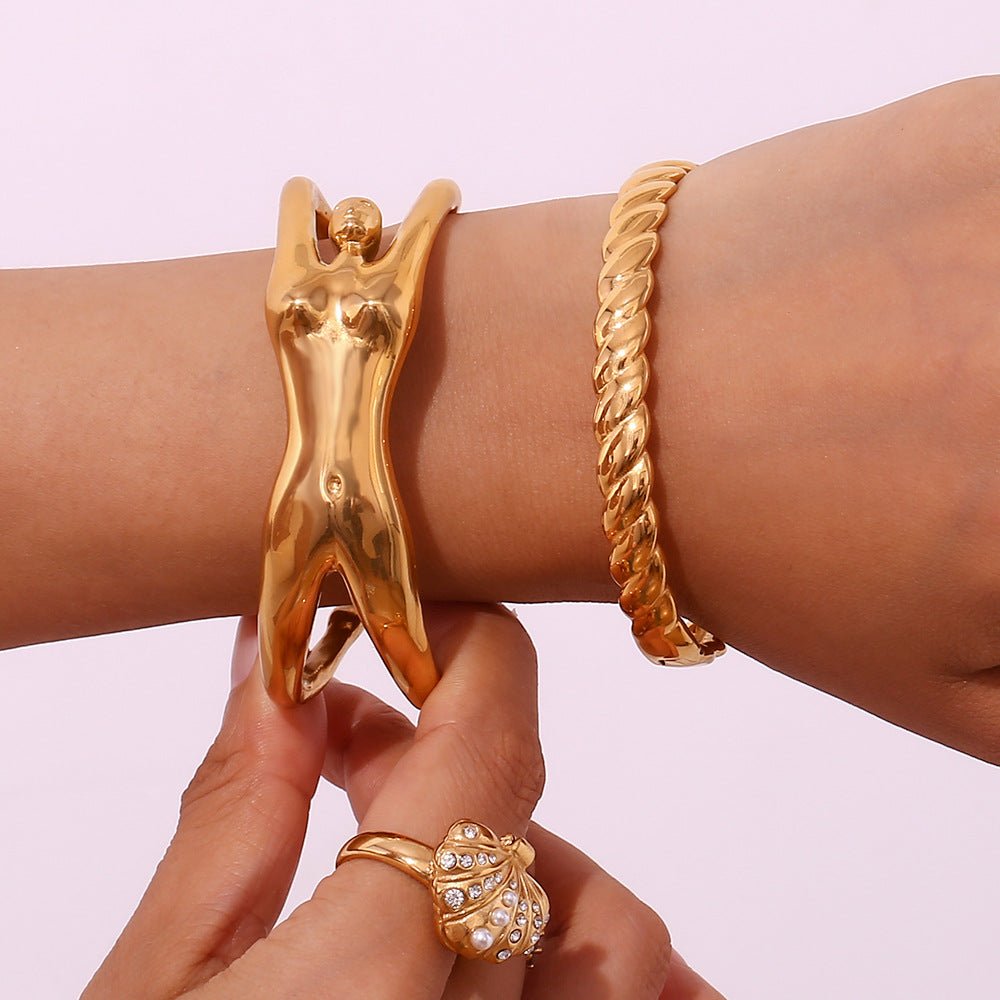 Personal Influencer Bracelet Stainless Steel Gold Plated Casting Creative Female Body - U&MORE