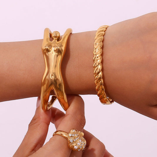 Personal Influencer Bracelet Stainless Steel Gold Plated Casting Creative Female Body - U&MORE
