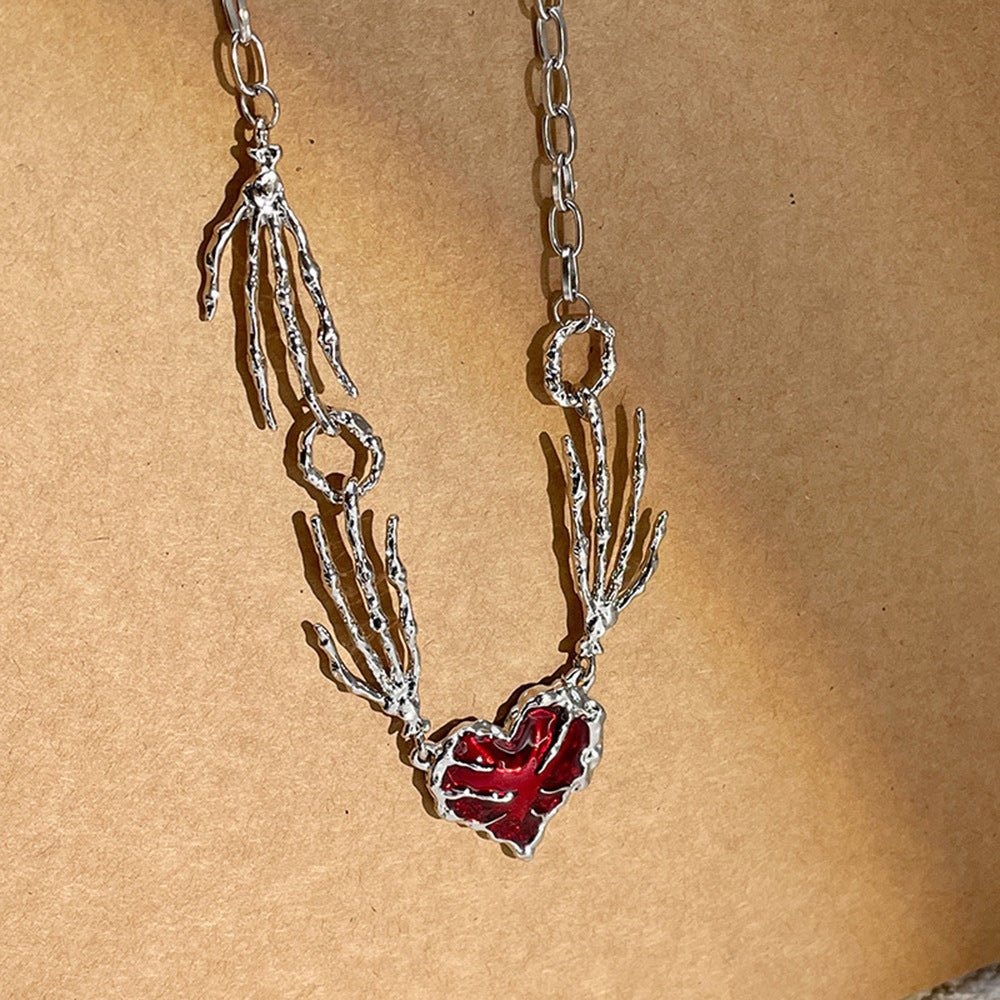 Personalized Punk Dark Red Love Pendant Necklace - U&MORE