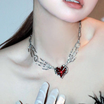 Personalized Punk Dark Red Love Pendant Necklace - U&MORE