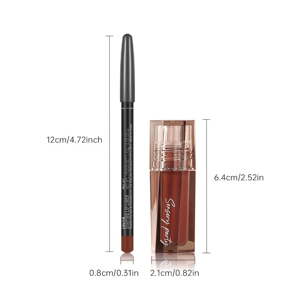 Pudaier Hydrating Lip Gloss & Lip Liner Set - Long - Lasting, Matte Finish for All Light Beige Types, Perfect for Every Makeup Style, with Nourishing Lip Balm & Precision Lip Pencil, Lipstick - U&MORE